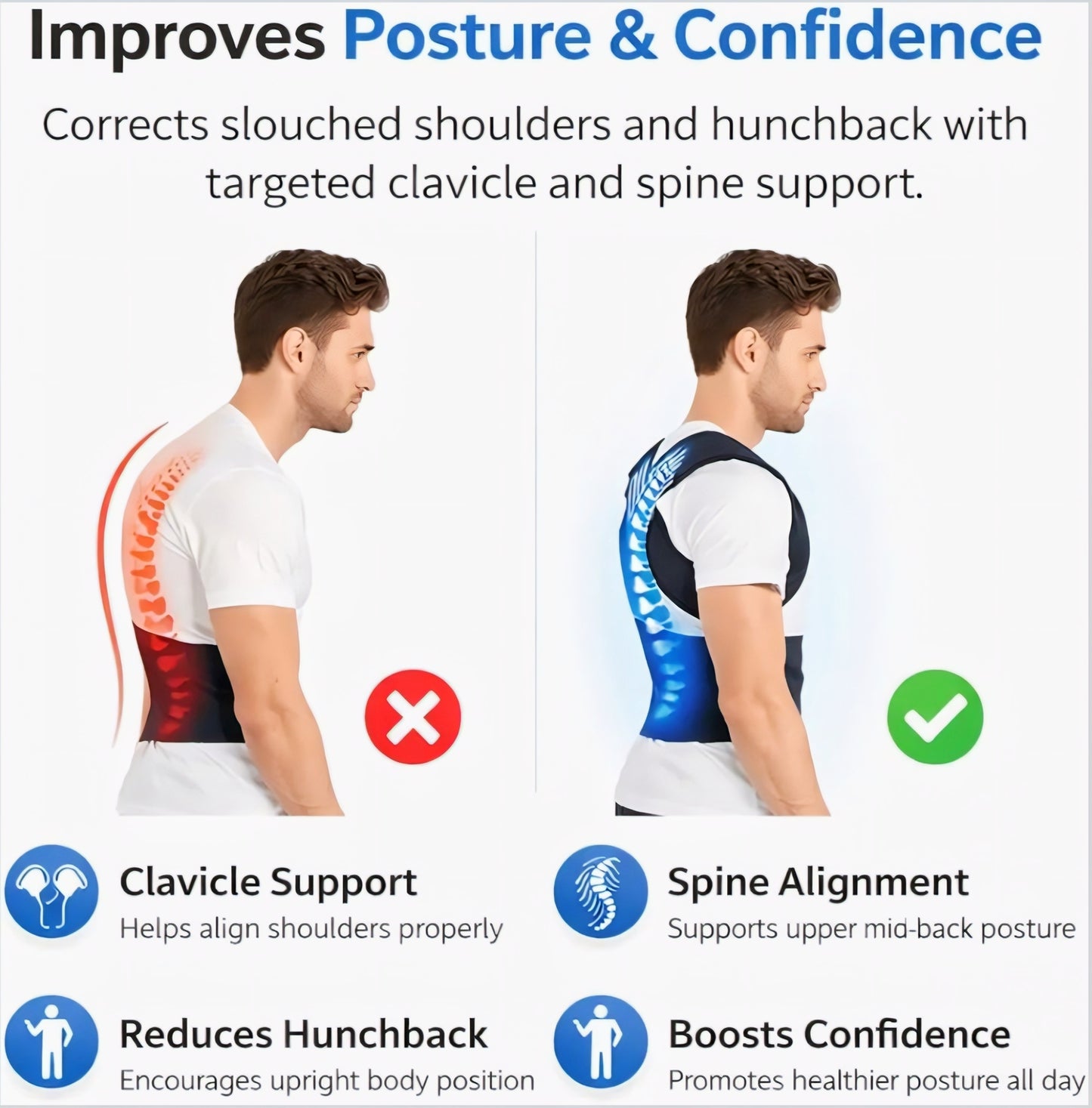 Premium Adjustable Posture Corrector Relieves Back, Neck & Shoulder Pain