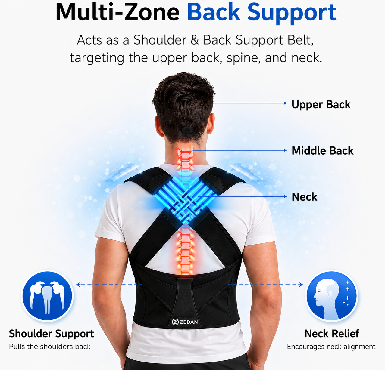 Premium Adjustable Posture Corrector Relieves Back, Neck & Shoulder Pain